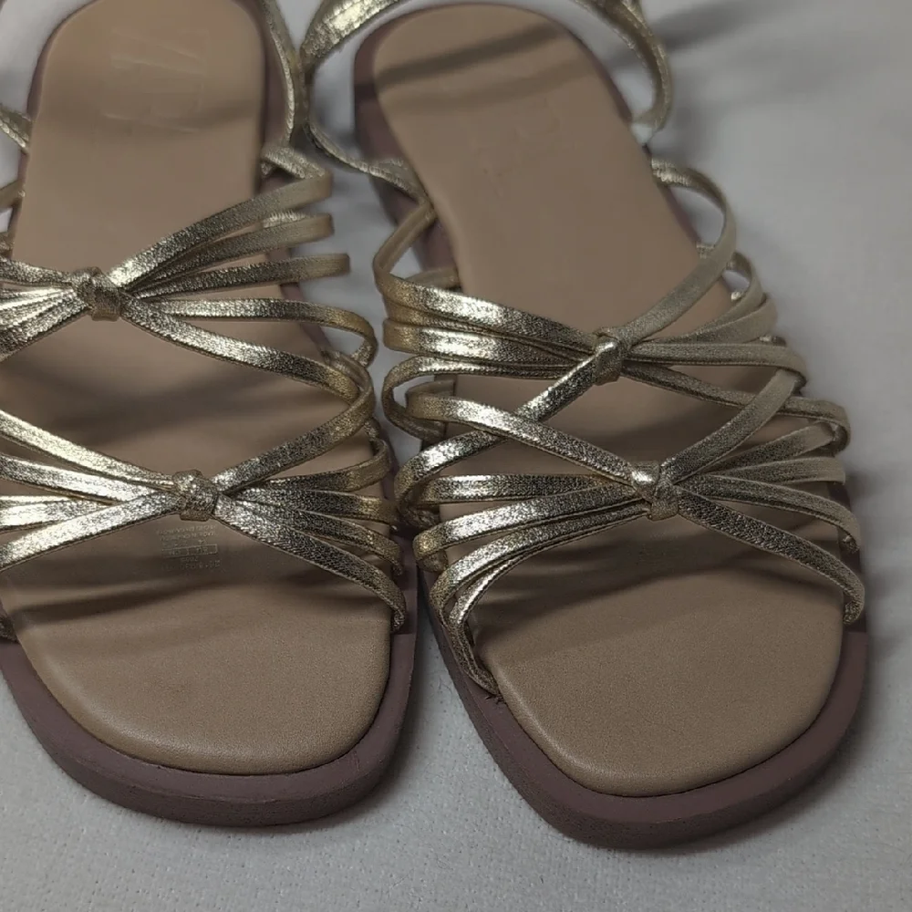 Zara Gold Strappy Sandals UK 34/US 2.5  *Please Read